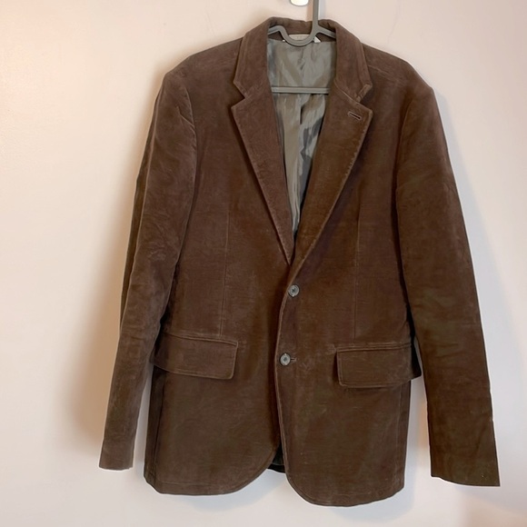 GAP Y2K Chocolate Brown Cotton Faux Suede Look Blazer Jacket size S - Picture 1 of 17
